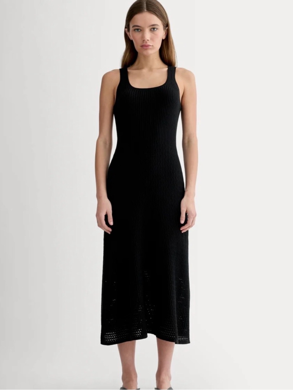Everlane Black Crochet Tank Midi Dress